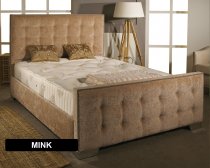 Brown Aspire Delaware Bedframe in Chenille Fabric with Headboard