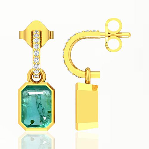 Emerald Octagon 0.67Cts Brilliant Diamond Cluster Pendant In 18K White & Yellow Gold